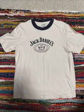 A&F Jack Daniels Men's White Ringer T‑Shirt